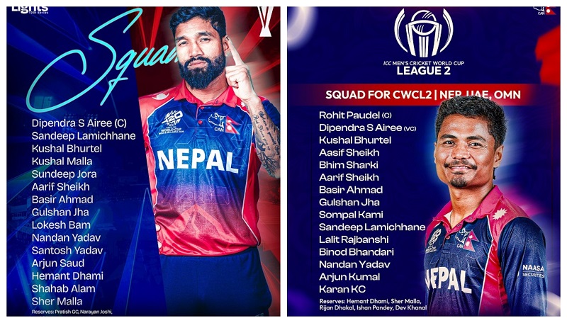 दीपेन्द्रको कप्तानीमा टी–२० टोली र रोहितको कप्तानीमा एकदिवसीय टोली घोषणा